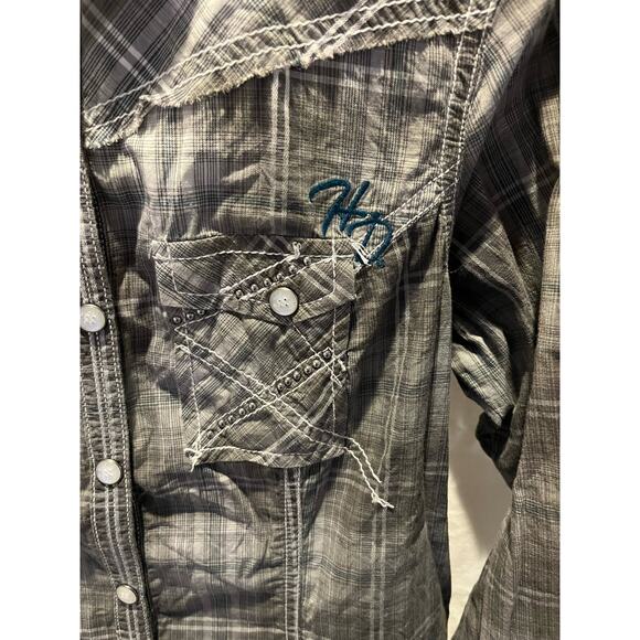 Harley Davidson Women's snap long sleeve top, size Medium Biker - Picture 4 of 10